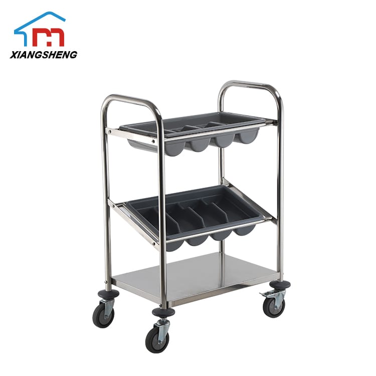 Edelstahl-Glasscherben-Sammelwagen Stainless Steel cultery collecting cart