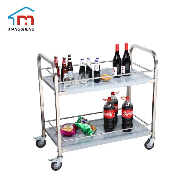 carrinho de servir bebidas Square tube 2 layer beverage drink serving trolley